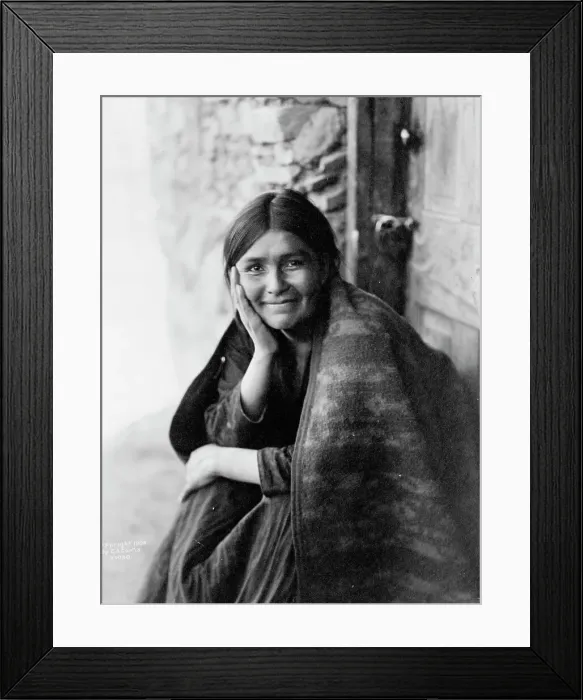 Framed Print : A Navaho smile, c1904. Creator: Edward Sheriff Curtis Framed Print : A Navaho smile, c1904. Creator: Edward Sheriff Curtis