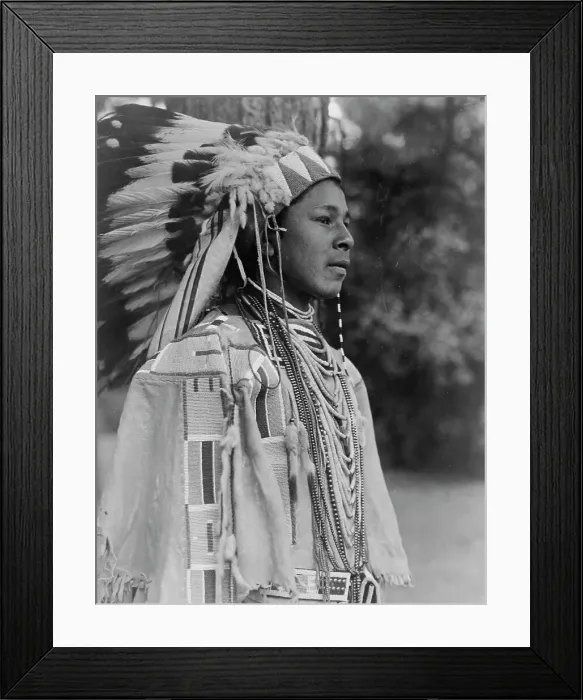 Framed Print : Youth in holiday costume-Umatilla, c1910. Creator: Edward Sheriff Curtis Framed Print : Youth in holiday costume-Umatilla, c1910. Creator: Edward Sheriff Curtis