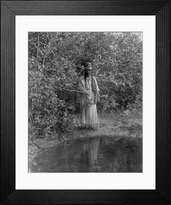 Framed Print : Out of the forests depths stepped an Indian maiden, c1905. Creator: Edward Sheriff Curtis Framed Print : Out of the forests depths stepped an Indian maiden, c1905. Creator: Edward Sheriff Curtis