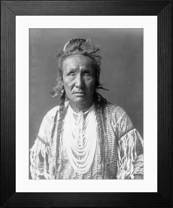 Framed Print : The Grizzly Bear, Piegan, half-length portrait, facing front, c1910. Creator: Edward Sheriff Curtis