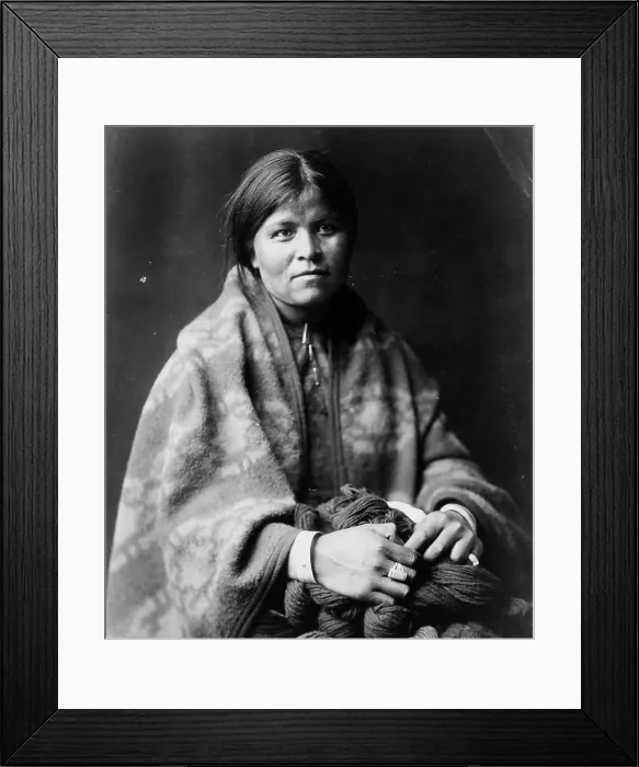 Framed Print : The blanket maker - Navaho, c1904. Creator: Edward Sheriff Curtis Framed Print : The blanket maker - Navaho, c1904. Creator: Edward Sheriff Curtis