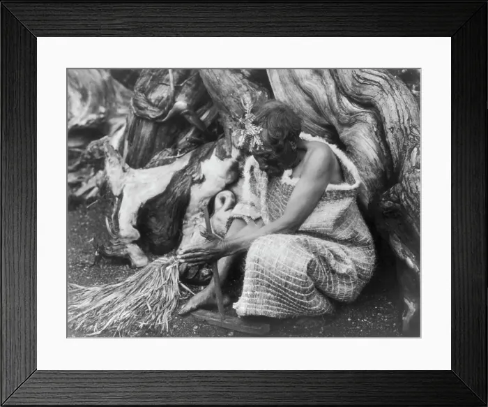 Framed Print : The fire drill-Koskimo, c1914. Creator: Edward Sheriff Curtis