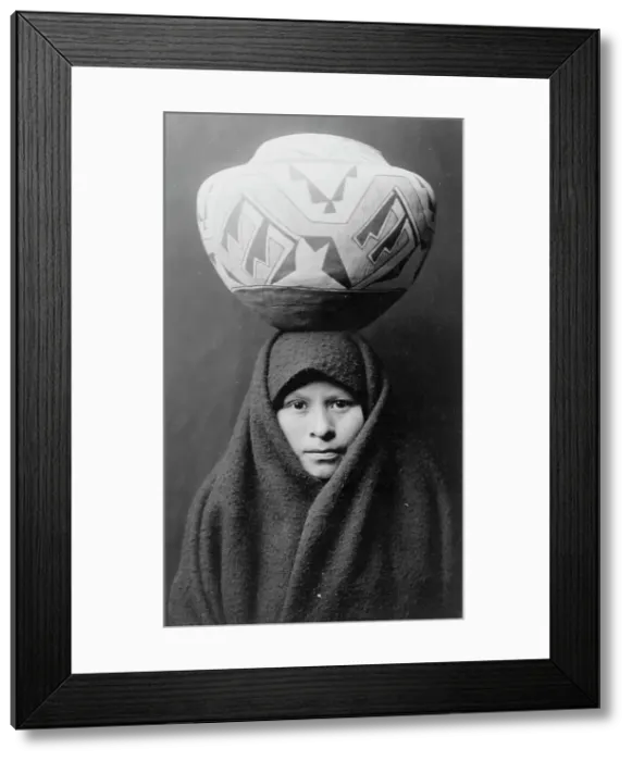 Framed Print : Zuni girl with jar, c1903. Creator: Edward Sheriff Curtis Framed Print : Zuni girl with jar, c1903. Creator: Edward Sheriff Curtis