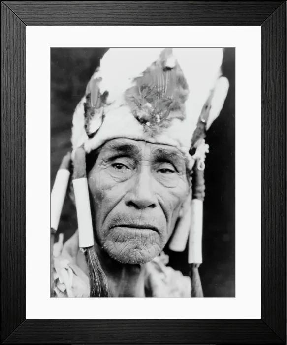 Framed Print : A Klamath head-dress, c1923. Creator: Edward Sheriff Curtis