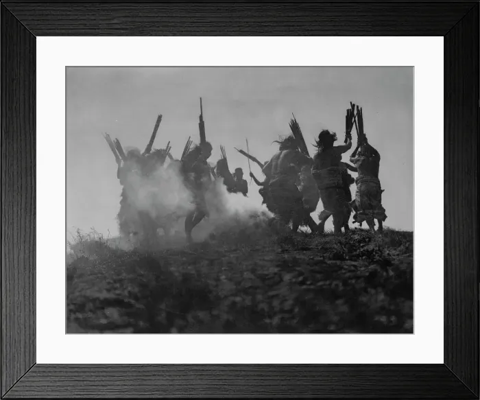 Framed Print : Dancing to restore an eclipsed moon, c1914. Creator: Edward Sheriff Curtis