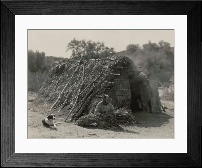 Framed Print : Diegueño house at Campo, c1924. Creator: Edward Sheriff Curtis Framed Print : Diegueño house at Campo, c1924. Creator: Edward Sheriff Curtis