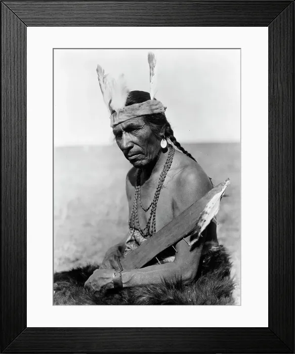 Framed Print : Fat Horse with insignia of a Blackfoot soldier, c1927. Creator: Edward Sheriff Curtis