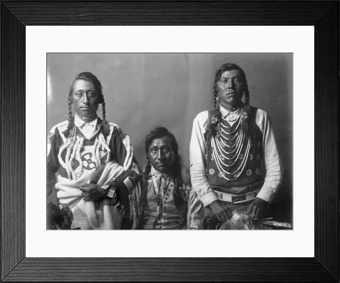Framed Print : Spotted Eagle, Heavy Gun, and Robert Calf Robe, c1910. Creator: Edward Sheriff Curtis Framed Print : Spotted Eagle, Heavy Gun, and Robert Calf Robe, c1910. Creator: Edward Sheriff Curtis