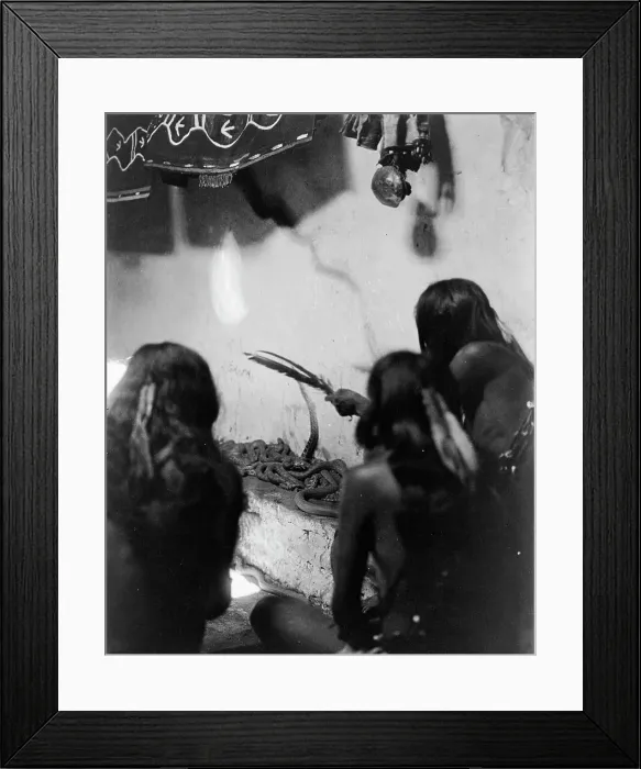 Framed Print : Singing to the snakes, Shipolovi, c1906. Creator: Edward Sheriff Curtis