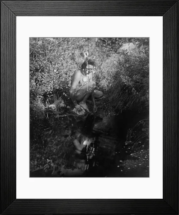 Framed Print : The drink, c1905. Creator: Edward Sheriff Curtis Framed Print : The drink, c1905. Creator: Edward Sheriff Curtis