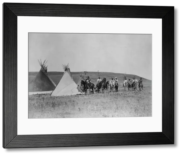 Framed Print : A gathering war party, c1908. Creator: Edward Sheriff Curtis Framed Print : A gathering war party, c1908. Creator: Edward Sheriff Curtis