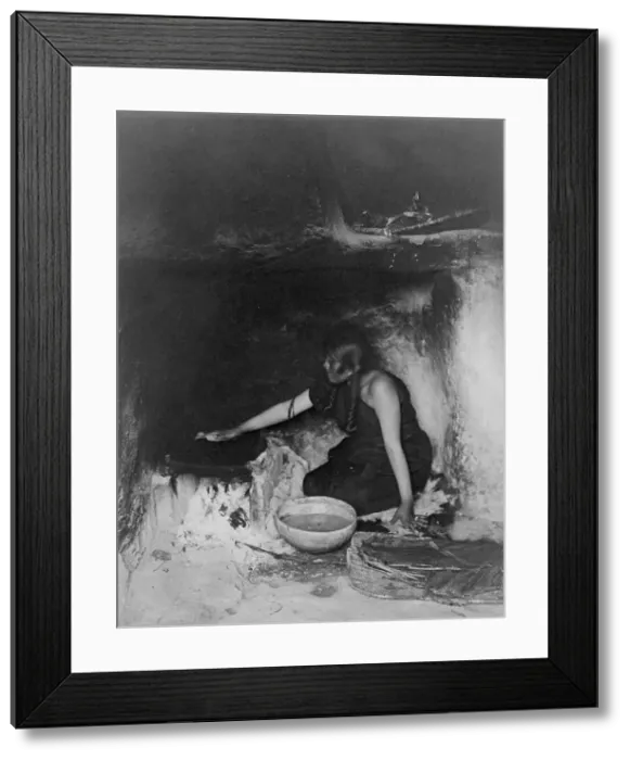 Framed Print : The piki maker-Hopi, c1906. Creator: Edward Sheriff Curtis Framed Print : The piki maker-Hopi, c1906. Creator: Edward Sheriff Curtis