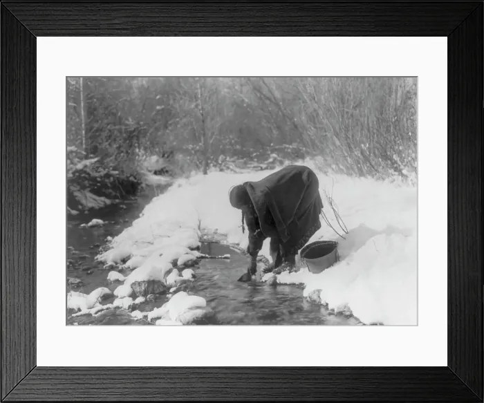 Framed Print : A winter day-Apsaroke, c1908. Creator: Edward Sheriff Curtis Framed Print : A winter day-Apsaroke, c1908. Creator: Edward Sheriff Curtis