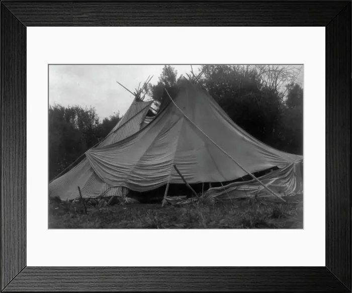 Framed Print : A holiday lodge-Yakima, 1910, c1910. Creator: Edward Sheriff Curtis Framed Print : A holiday lodge-Yakima, 1910, c1910. Creator: Edward Sheriff Curtis