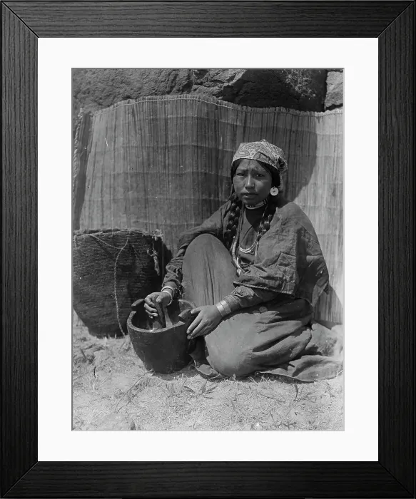 Framed Print : Pounding fish-Wishram, c1910. Creator: Edward Sheriff Curtis Framed Print : Pounding fish-Wishram, c1910. Creator: Edward Sheriff Curtis