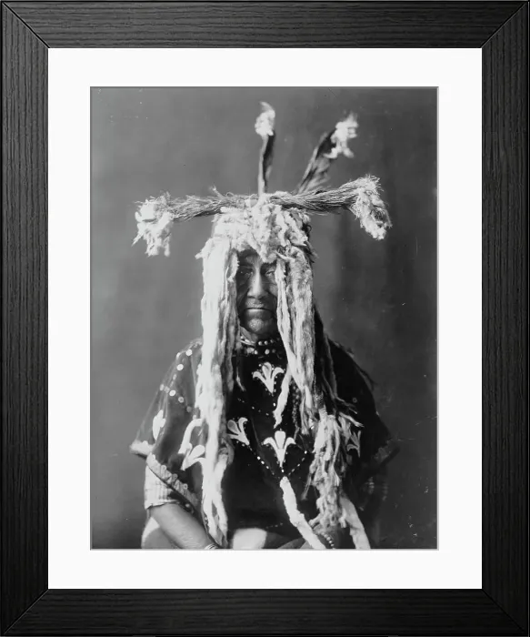 Framed Print : Substitute sacred head-dress-Piegan, c1910. Creator: Edward Sheriff Curtis Framed Print : Substitute sacred head-dress-Piegan, c1910. Creator: Edward Sheriff Curtis