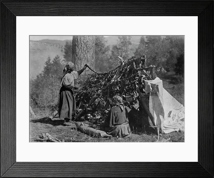 Framed Print : Drying meat-Flathead, c1910. Creator: Edward Sheriff Curtis Framed Print : Drying meat-Flathead, c1910. Creator: Edward Sheriff Curtis