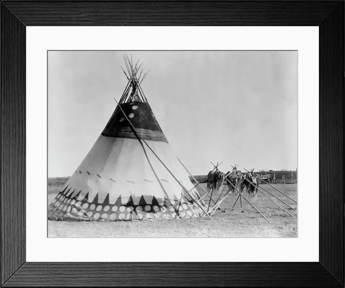 Framed Print : Lodge of the Horn Society [B]-Blood, c1927. Creator: Edward Sheriff Curtis