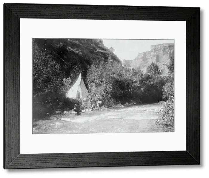 Framed Print : The river camp, c1905. Creator: Edward Sheriff Curtis Framed Print : The river camp, c1905. Creator: Edward Sheriff Curtis