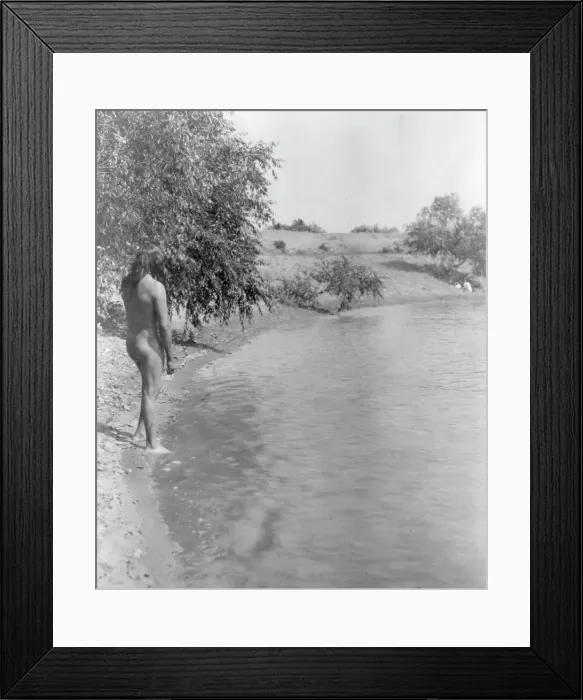 Framed Print : The bather-Mandan, c1908. Creator: Edward Sheriff Curtis Framed Print : The bather-Mandan, c1908. Creator: Edward Sheriff Curtis