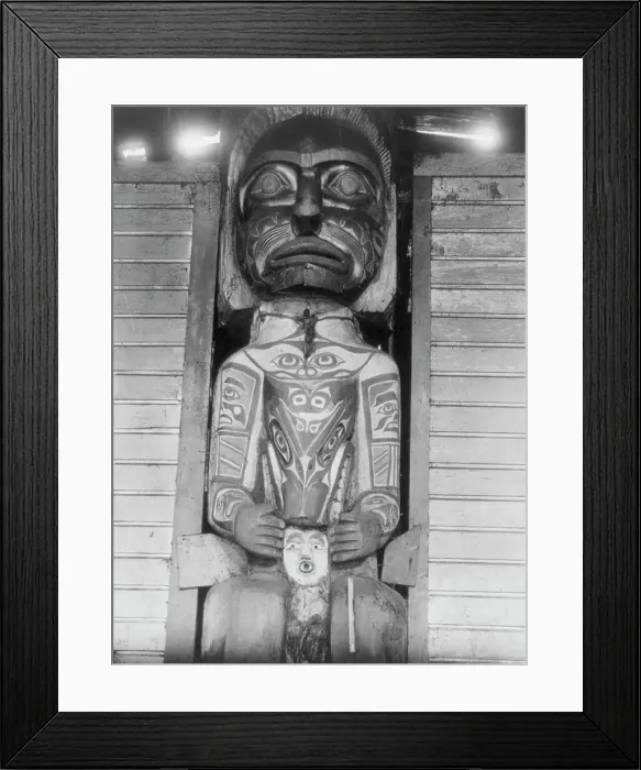 Framed Print : A Koskimo House-post, c1914. Creator: Edward Sheriff Curtis Framed Print : A Koskimo House-post, c1914. Creator: Edward Sheriff Curtis