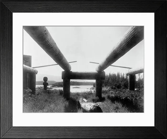 Framed Print : Kwakiutl house-frame, Memkumlis, c1910. Creator: Edward Sheriff Curtis Framed Print : Kwakiutl house-frame, Memkumlis, c1910. Creator: Edward Sheriff Curtis