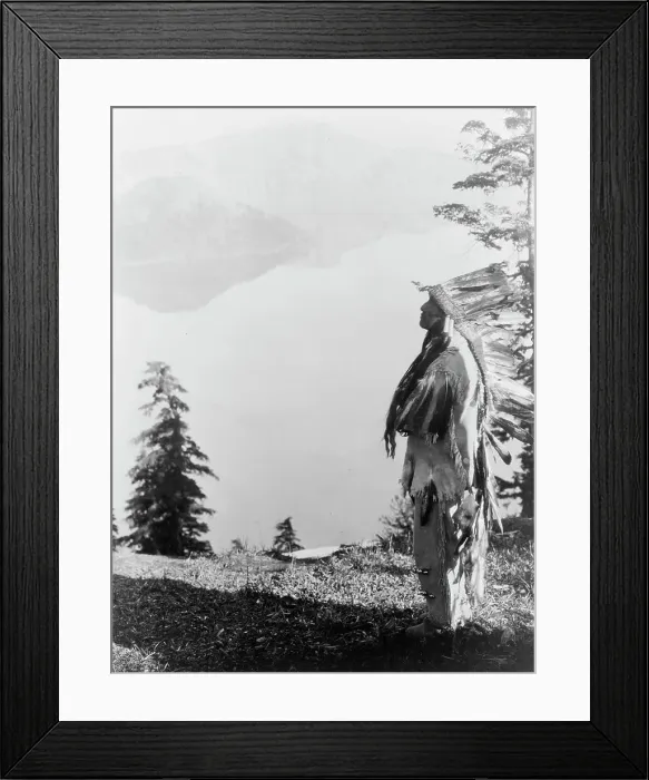 Framed Print : Praying to the Spirits at Crater Lake-Klamath, c1923. Creator: Edward Sheriff Curtis Framed Print : Praying to the Spirits at Crater Lake-Klamath, c1923. Creator: Edward Sheriff Curtis