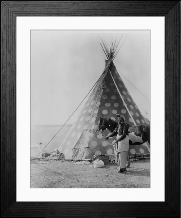 Framed Print : A Blackfoot tepee, c1927. Creator: Edward Sheriff Curtis Framed Print : A Blackfoot tepee, c1927. Creator: Edward Sheriff Curtis