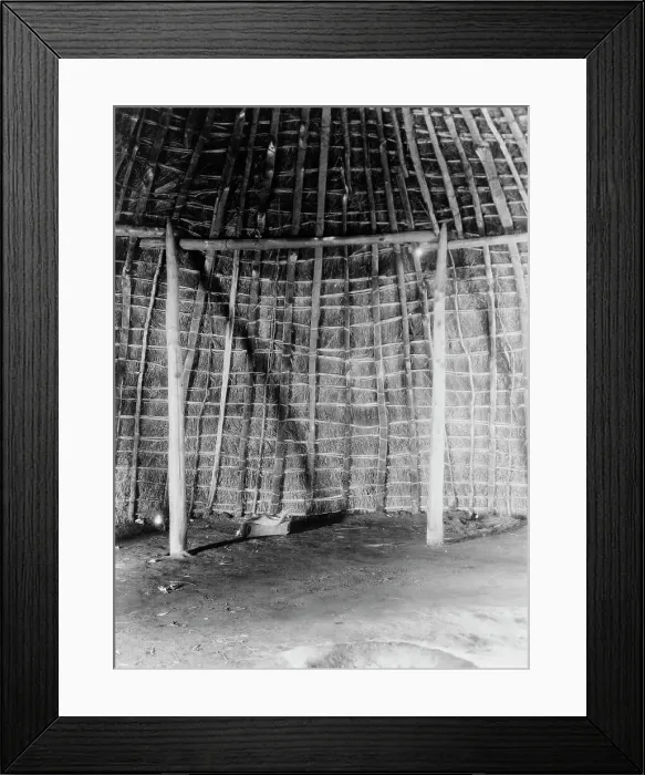 Framed Print : Interior of Wichita grass-house, c1927. Creator: Edward Sheriff Curtis Framed Print : Interior of Wichita grass-house, c1927. Creator: Edward Sheriff Curtis