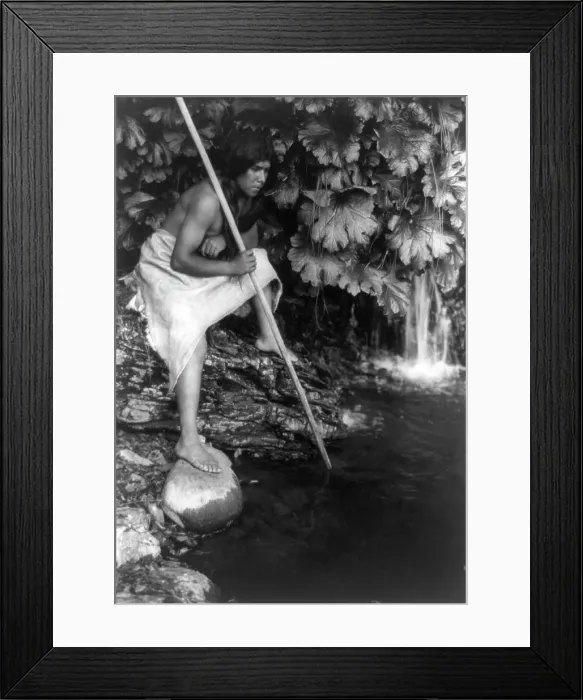 Framed Print : Spearing salmon, c1923. Creator: Edward Sheriff Curtis Framed Print : Spearing salmon, c1923. Creator: Edward Sheriff Curtis