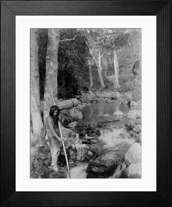 Framed Print : The salmon stream, c1923. Creator: Edward Sheriff Curtis Framed Print : The salmon stream, c1923. Creator: Edward Sheriff Curtis