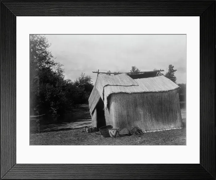 Framed Print : A mat house, Skokomish, c1913. Creator: Edward Sheriff Curtis Framed Print : A mat house, Skokomish, c1913. Creator: Edward Sheriff Curtis