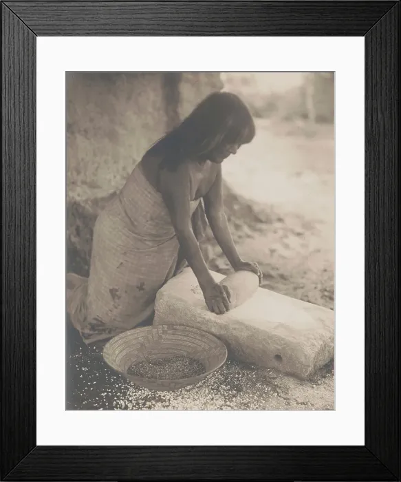 Framed Print : Maricopa Woman Mealing, 1907 Creator: Edward Sheriff Curtis Framed Print : Maricopa Woman Mealing, 1907 Creator: Edward Sheriff Curtis