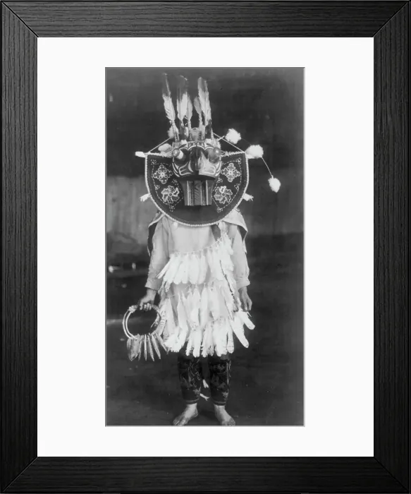 Framed Print : Masked dancer-Cowichan, c1913. Creator: Edward Sheriff Curtis Framed Print : Masked dancer-Cowichan, c1913. Creator: Edward Sheriff Curtis