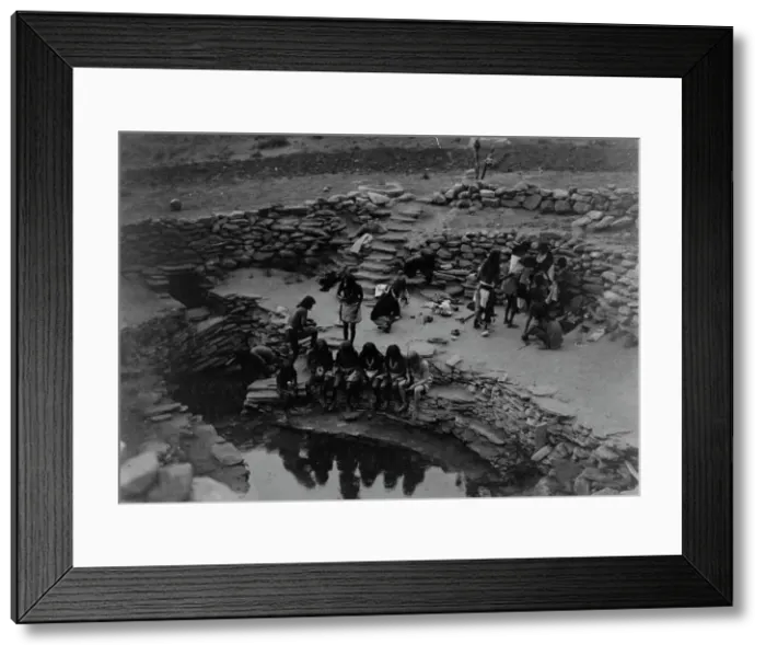 Framed Print : Flute ceremony at Tureva Spring, Middle Mesa, c1905. Creator: Edward Sheriff Curtis Framed Print : Flute ceremony at Tureva Spring, Middle Mesa, c1905. Creator: Edward Sheriff Curtis