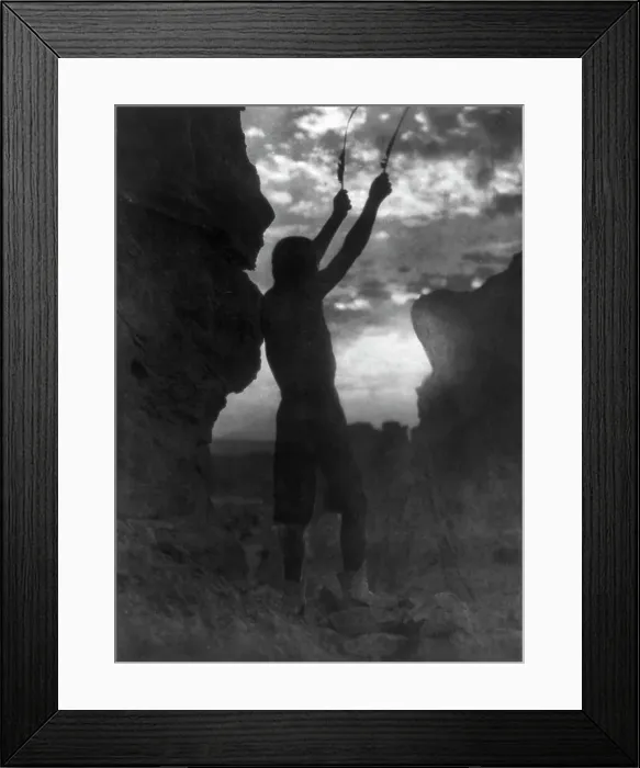 Framed Print : Offering to the sun-San Ildefonso, c1927. Creator: Edward Sheriff Curtis
