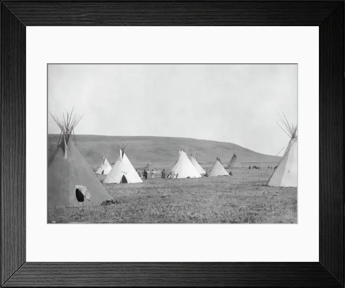 Framed Print : Atsina camp scene, c1908. Creator: Edward Sheriff Curtis Framed Print : Atsina camp scene, c1908. Creator: Edward Sheriff Curtis