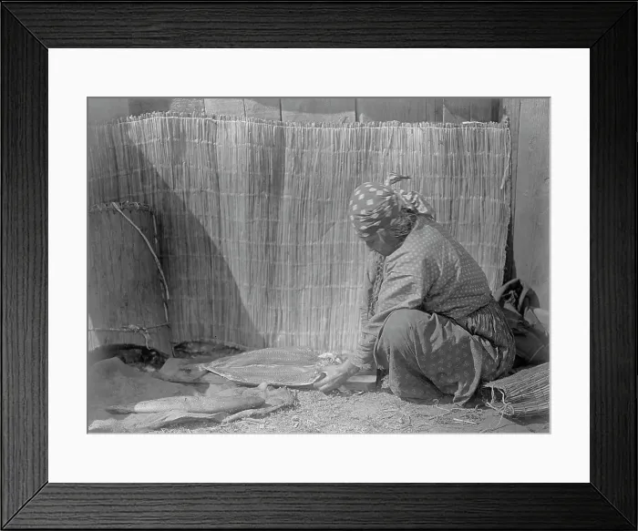 Framed Print : Preparing salmon-Wishram, c1910. Creator: Edward Sheriff Curtis Framed Print : Preparing salmon-Wishram, c1910. Creator: Edward Sheriff Curtis