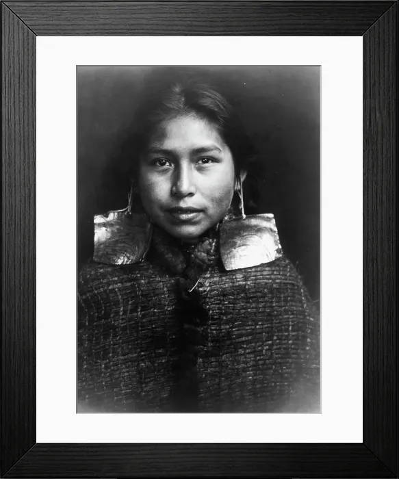 Framed Print : Tsawatenok girl, head-and-shoulders portrait, facing front, c1914. Creator: Edward Sheriff Curtis Framed Print : Tsawatenok girl, head-and-shoulders portrait, facing front, c1914. Creator: Edward Sheriff Curtis
