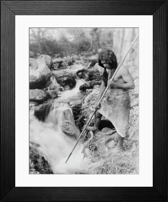 Framed Print : Watching for salmon-Hupa, c1923. Creator: Edward Sheriff Curtis Framed Print : Watching for salmon-Hupa, c1923. Creator: Edward Sheriff Curtis