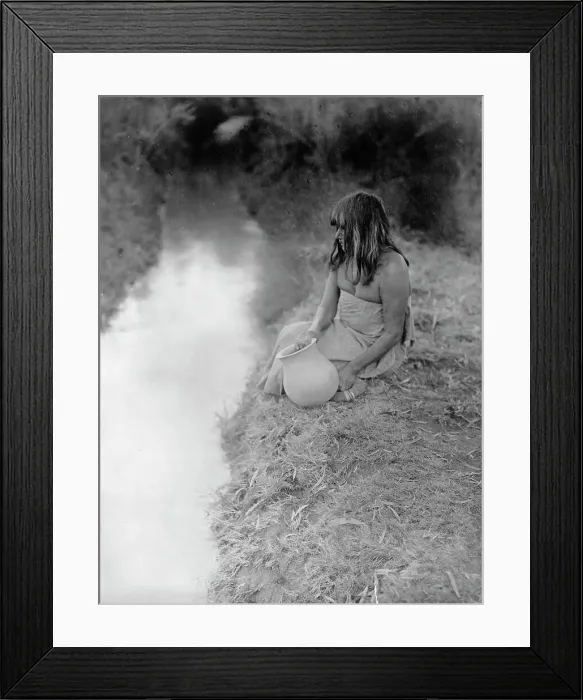 Framed Print : By the canal-Maricopa, c1907. Creator: Edward Sheriff Curtis Framed Print : By the canal-Maricopa, c1907. Creator: Edward Sheriff Curtis