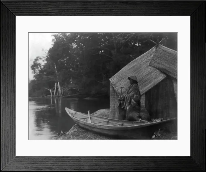 Framed Print : Fishing camp-Skokomish, c1913. Creator: Edward Sheriff Curtis Framed Print : Fishing camp-Skokomish, c1913. Creator: Edward Sheriff Curtis