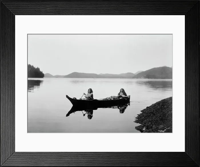 Framed Print : Canoeing on Clayquot Sound, c1910. Creator: Edward Sheriff Curtis Framed Print : Canoeing on Clayquot Sound, c1910. Creator: Edward Sheriff Curtis