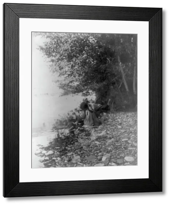 Framed Print : By the river-Flathead, c1910. Creator: Edward Sheriff Curtis Framed Print : By the river-Flathead, c1910. Creator: Edward Sheriff Curtis