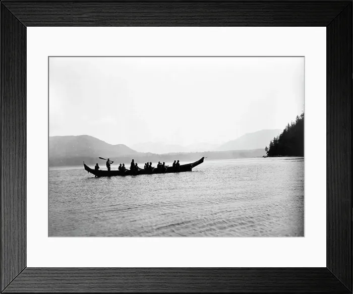 Framed Print : Kwakiutl Indians in boat, British Columbia, c1910. Creator: Edward Sheriff Curtis Framed Print : Kwakiutl Indians in boat, British Columbia, c1910. Creator: Edward Sheriff Curtis