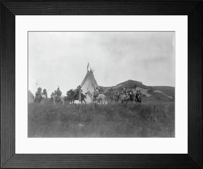Framed Print : Start of war party, c1907. Creator: Edward Sheriff Curtis Framed Print : Start of war party, c1907. Creator: Edward Sheriff Curtis