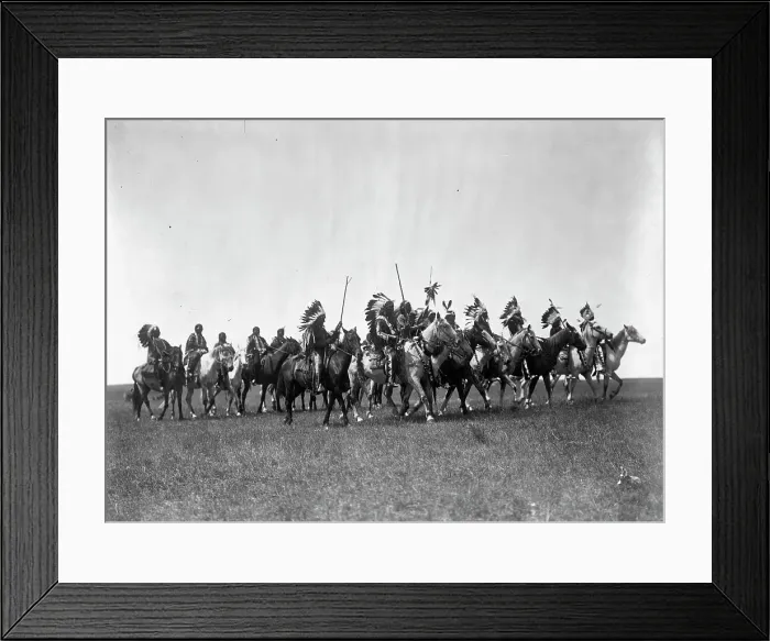 Framed Print : Brulé war party, c1907. Creator: Edward Sheriff Curtis Framed Print : Brulé war party, c1907. Creator: Edward Sheriff Curtis