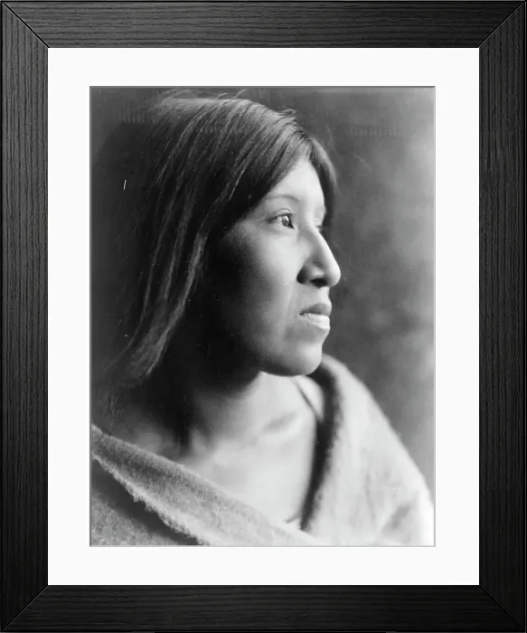 Framed Print : A Desert Cahuilla woman, head-and-shoulders portrait, facing right, c1924. Creator: Edward Sheriff Curtis Framed Print : A Desert Cahuilla woman, head-and-shoulders portrait, facing right, c1924. Creator: Edward Sheriff Curtis