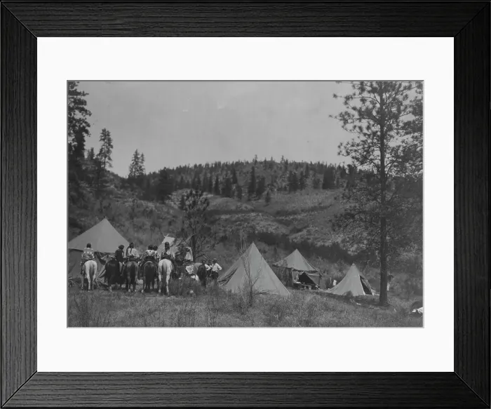 Framed Print : Author's camp among the Spokan, c1910. Creator: Edward Sheriff Curtis