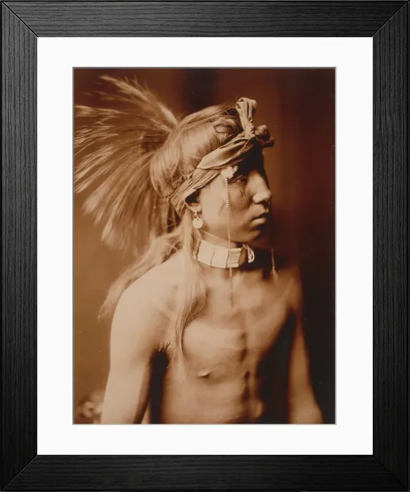 Framed Print : Shows As He Goes, half-length portrait, c1905. Creator: Edward Sheriff Curtis Framed Print : Shows As He Goes, half-length portrait, c1905. Creator: Edward Sheriff Curtis